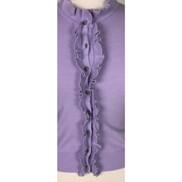 New York & Company Womens Small Light Purple Ruffled Cardigan Sweater - Picture 4 of 7